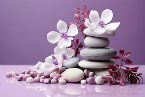 AI generated A realistic stock photograph for a holistic therapist, white little purple color photo