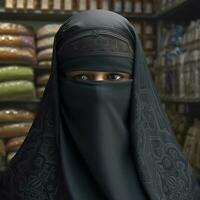 ai generado musulmán niña con hijab foto