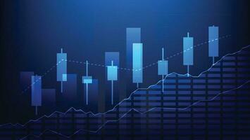 finance background with stock market statistic trend with candlesticks and bar chart vector