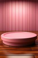 AI generated pink pastel podium for product photography photo