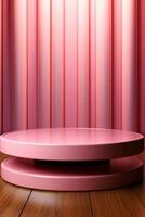 AI generated pink pastel podium for product photography photo
