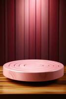 AI generated pink pastel podium for product photography photo