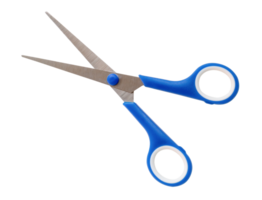 Small multipurpose scissors with blue handle isolated with clipping path in png file format