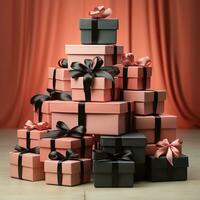 AI generated pile of gift box photo