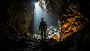 ai generado revelando misterios en el lo más hondo de espeleología foto