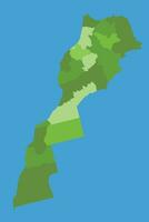 Morocco vector map in greenscale with regions