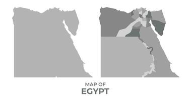 Greyscale vector map of Egypt with regions and simple flat illustration