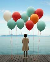 AI generated A Girl Posing with Balloons in a Conceptual Photography photo