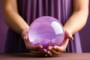 AI generated A realistic stock photograph for a holistic therapist, white little purple color photo