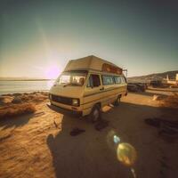 AI generated travel with campervan photo