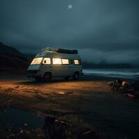 AI generated travel with campervan photo