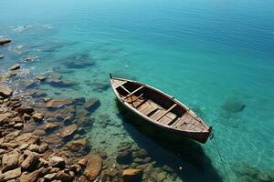 AI generated Minimalist photo a ship on sea