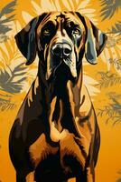 AI Generated Portrait of fila brasileiro on yellow background with plant . High quality photo