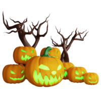 Halloween scene clipart flat design icon isolated on transparent background, 3D render Halloween concept png