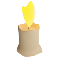 Candle clipart flat design icon isolated on transparent background, 3D render Halloween concept png