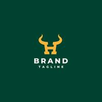 Letter H With Horn logo design. Initial Letter H Horned Logo Design. vector