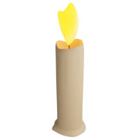 Candle clipart flat design icon isolated on transparent background, 3D render Halloween concept png