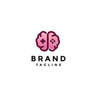 Playful Brain Game Logo Design. Brain Symbol With Game Button Inside Logo Design. vector