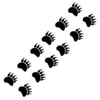Bear footprints with sharp hooves. Bear tracks on white background. Danger sign of carnivorous animals. vector