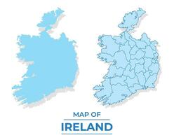 Vector Ireland map set simple flat and outline style illustration