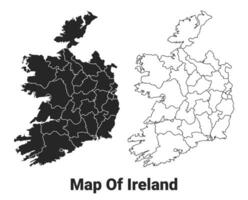 vector negro mapa de Irlanda país con fronteras de regiones