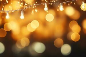 AI generated Glowing Christmas lights illuminate the shiny decorations photo
