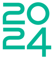 nuovo anno 2024 design illustrazione, piatto, semplice, memorabile e occhio cattura, può uso per calendario disegno, sito web, notizia, contenuto, Infografica o grafico design elemento. formato png