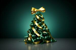 AI generated Christmas tree made with ribbons photo