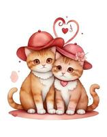 AI generated cute  red cat with a red heart graphics for lovers photo