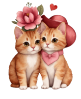 ai généré mignonne rouge chat avec une rouge cœur graphique pour les amoureux png