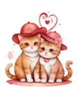 ai généré mignonne rouge chat avec une rouge cœur graphique pour les amoureux png