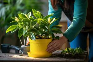 AI generated Fresh Beginnings Trendy Spring Cleaning in Yellow and Green photo