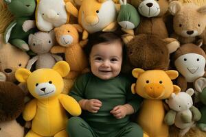 AI generated Cuddly Companions Infant's Nature Nest with Forest Friends photo