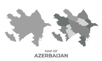 Greyscale vector map of Azerbaijan with regions and simple flat illustration