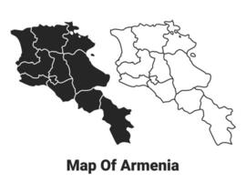 vector negro mapa de Armenia país con fronteras de regiones