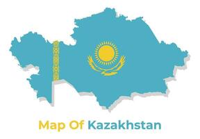 Vector map of Kazakhstan with national flag