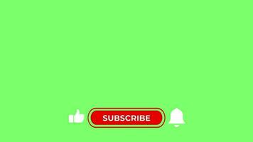 Youtube suscribir botón en verde pantalla, como, compartir, campana icono inferior tercero animación video