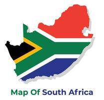 Vector map of South Africa with national flag