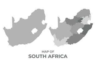 escala de grises vector mapa de sur África con regiones y sencillo plano ilustración