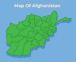 Detailed map of Afghanistan country in green vector illustration