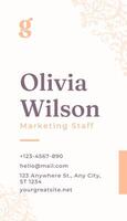 Peach and White Elegant Business Card Vertical template