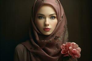 ai generado hermosa mujer vistiendo hijab generativo ai foto