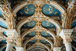 AI generated Ceiling with patterns and pillars generative AI photo