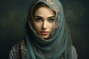 AI generated Beautiful women wearing hijab generative AI photo