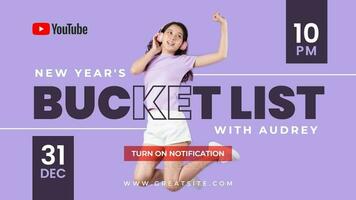 Lilac Minimalist New Year Bucket List Youtube Thumbnail template