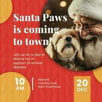 Red And Yellow Santa Paws Linkedin Post template