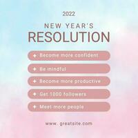 Blue Pink New Year Resolution Instagram Post template