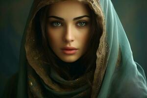 ai generado hermosa mujer vistiendo hijab generativo ai foto