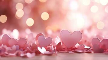 AI generated Hyper realistic paper cut hearts confetti background for Valentine's day. AI generated image photo