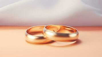 AI generated Pair of gold wedding rings. Happy engagement day concept. AI generated image photo